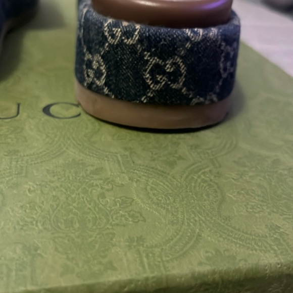 Authentic Gucci GG Logo Denim Slides - Picture 8 of 12